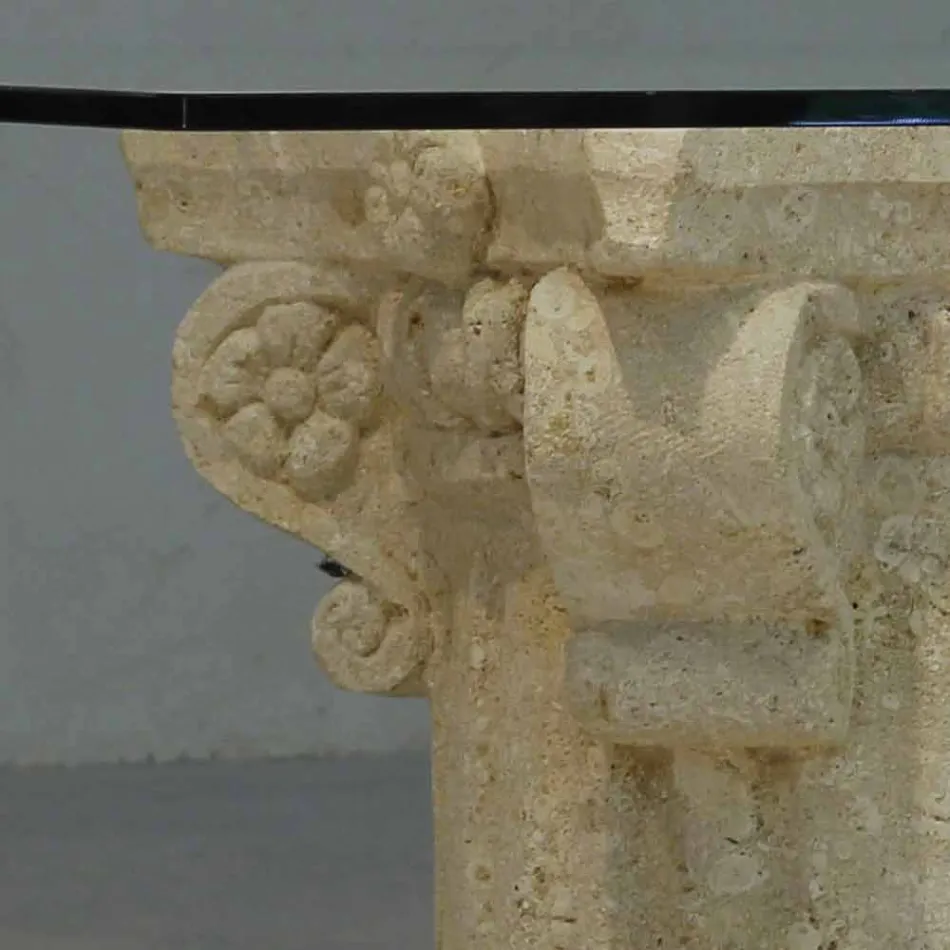 Stenen en glazen salontafel met een klassiek Balos-design Viadurini