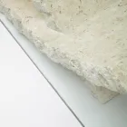 Salontafel van fossiele steen met blad van gehard glas - Isabel Viadurini