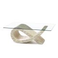 Fossil Stone salontafel met transparant glazen blad - Kansas