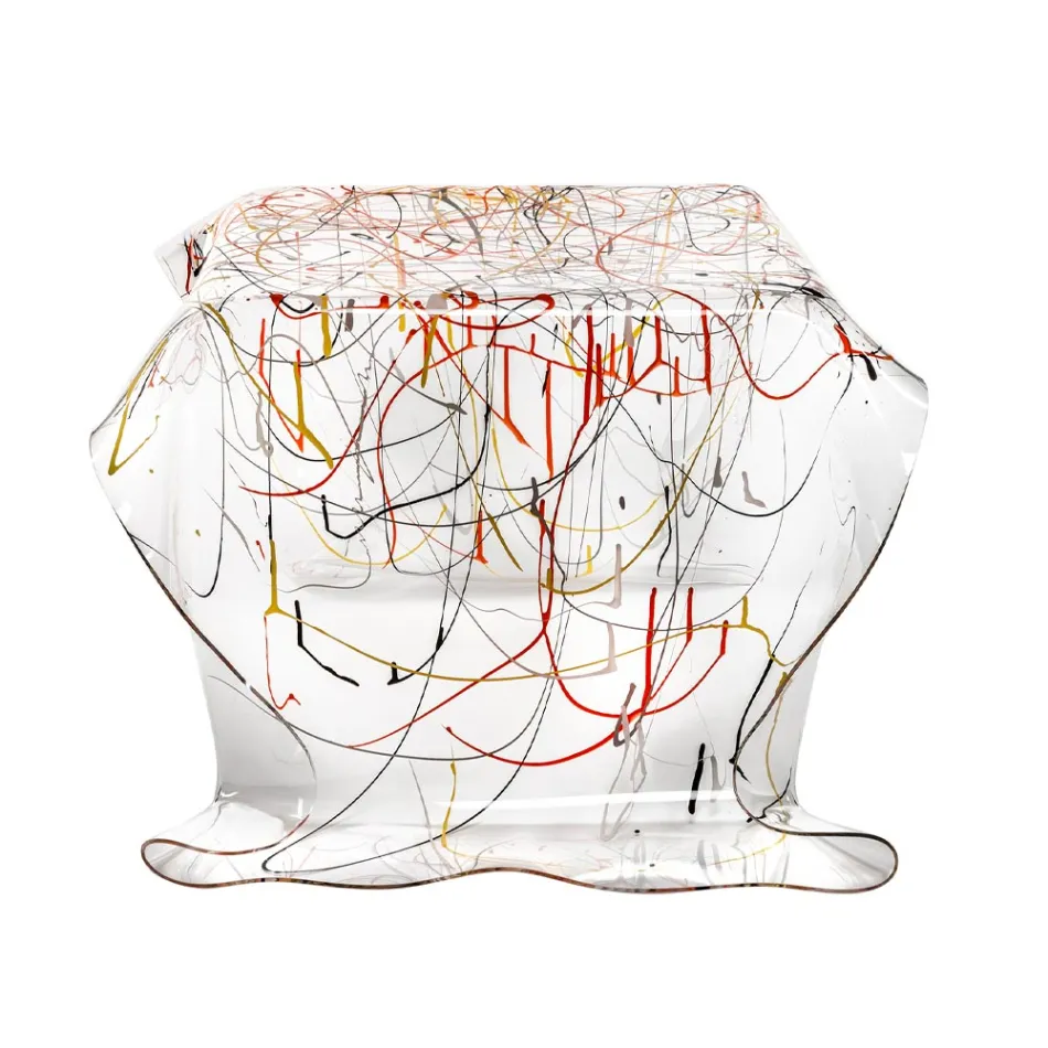 Handgedrapeerde salontafel van plexiglas, gemaakt in Italië - Pippo Viadurini