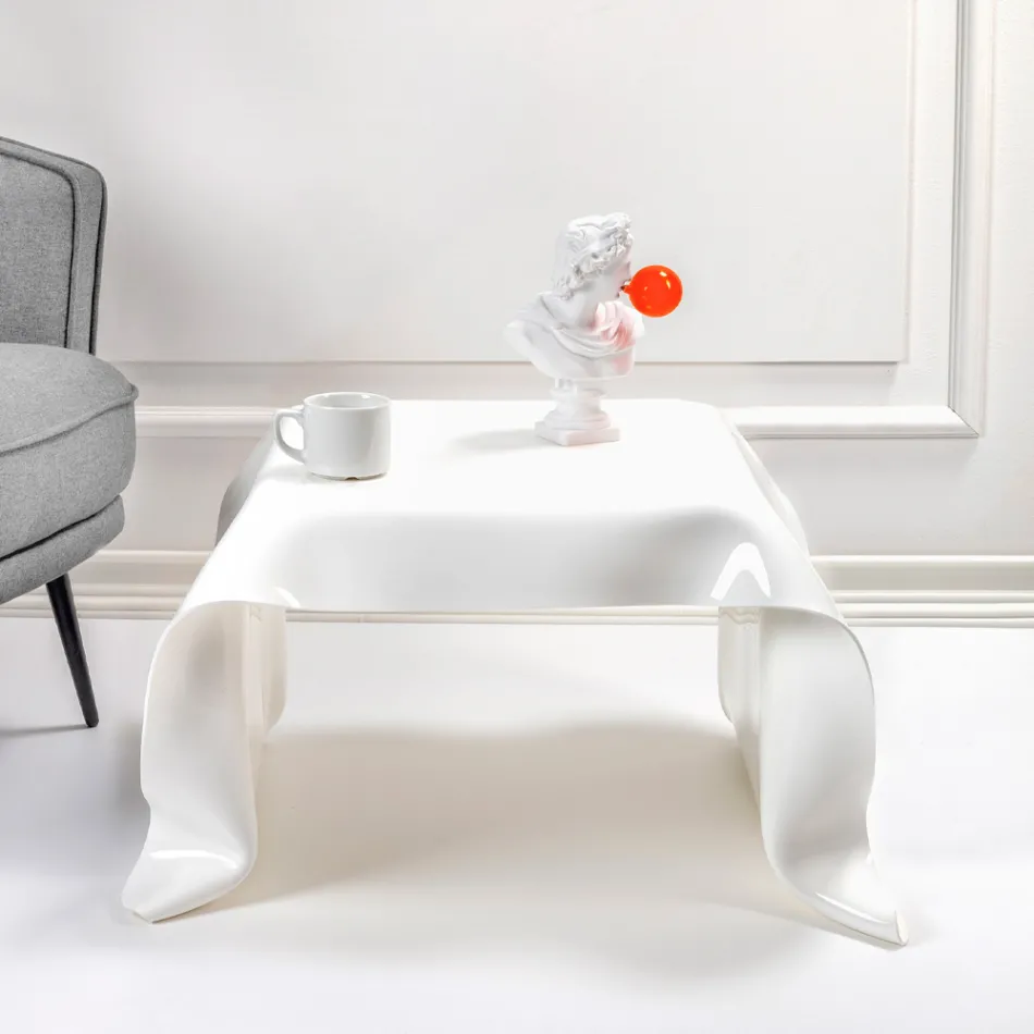 Handgedrapeerde salontafel van plexiglas, gemaakt in Italië - Pippo Viadurini