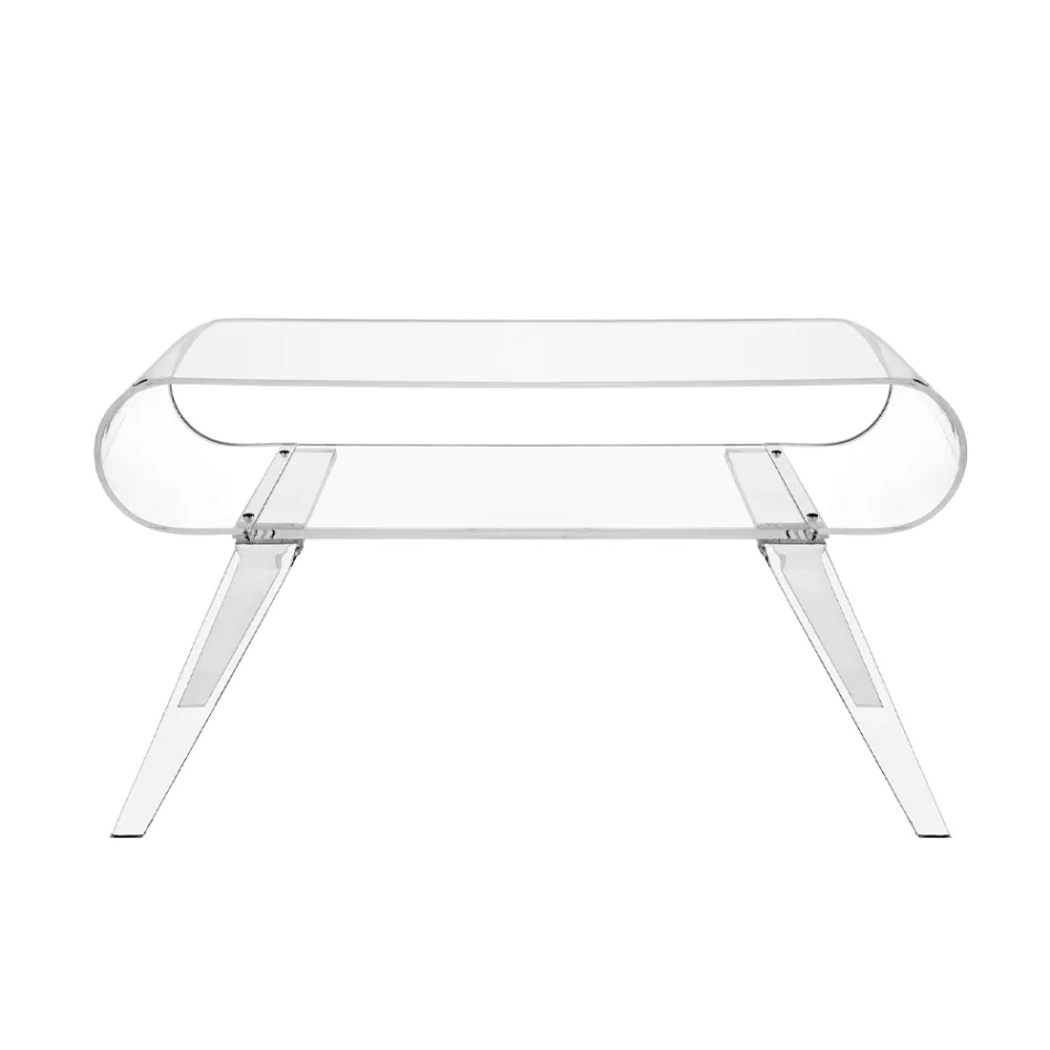 Salontafel in transparant plexiglas of met designhout - gips Viadurini