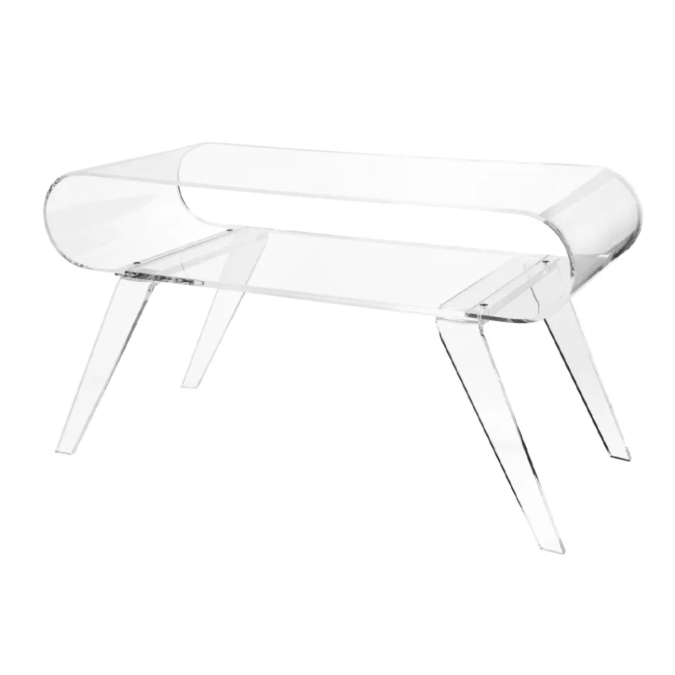 Salontafel in transparant plexiglas of met designhout - gips Viadurini