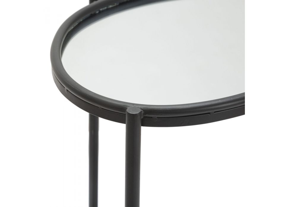Spiegel salontafel met zwart ijzeren structuur - Archimede Viadurini