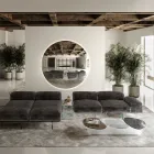 Glazen salontafel met 3 gekleurde bladen - Dapy Viadurini