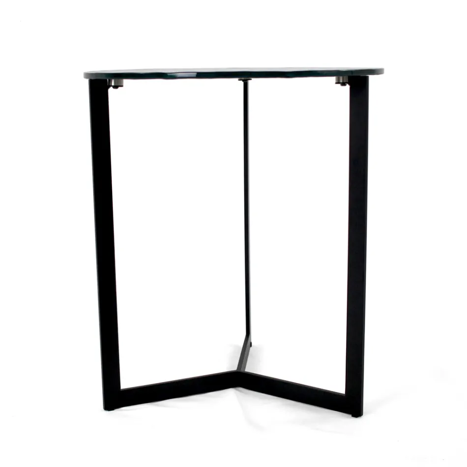 Glazen salontafel met stalen onderstel Made in Italy - Aspira Viadurini