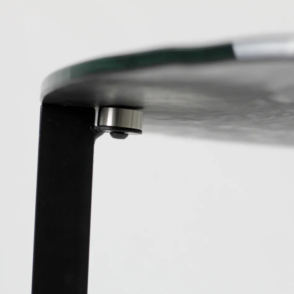 Glazen salontafel met stalen onderstel Made in Italy - Aspira Viadurini