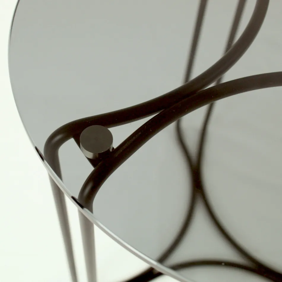 Glazen salontafel en onderstel met 3 halve manen Made in Italy - Arepa Viadurini