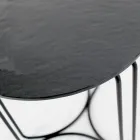 Glazen salontafel en onderstel met 3 halve manen Made in Italy - Arepa Viadurini