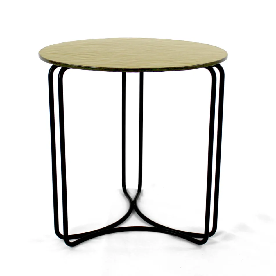 Glazen salontafel en onderstel met 3 halve manen Made in Italy - Arepa Viadurini