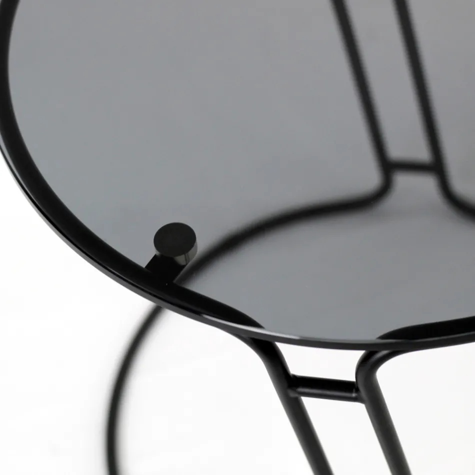 Glazen salontafel en rond onderstel Made in Italy - Tullia Viadurini