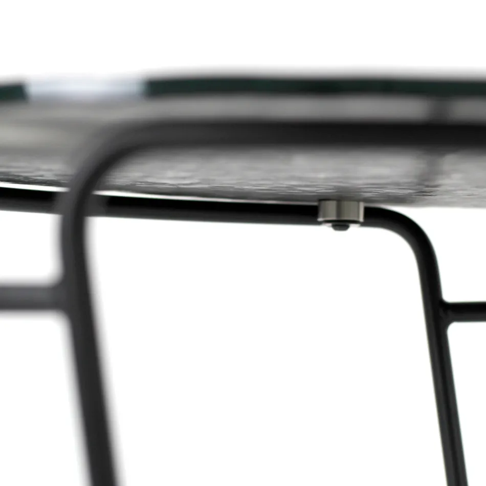 Glazen salontafel en rond onderstel Made in Italy - Tullia Viadurini