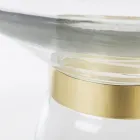 Salontafel in glas en decor in vermessingd staal - Gabrio Viadurini