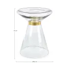 Salontafel in glas en decor in vermessingd staal - Gabrio Viadurini