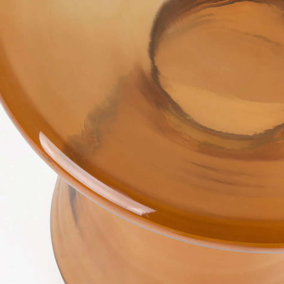 Salontafel in glas en decor in vermessingd staal - Gabrio Viadurini