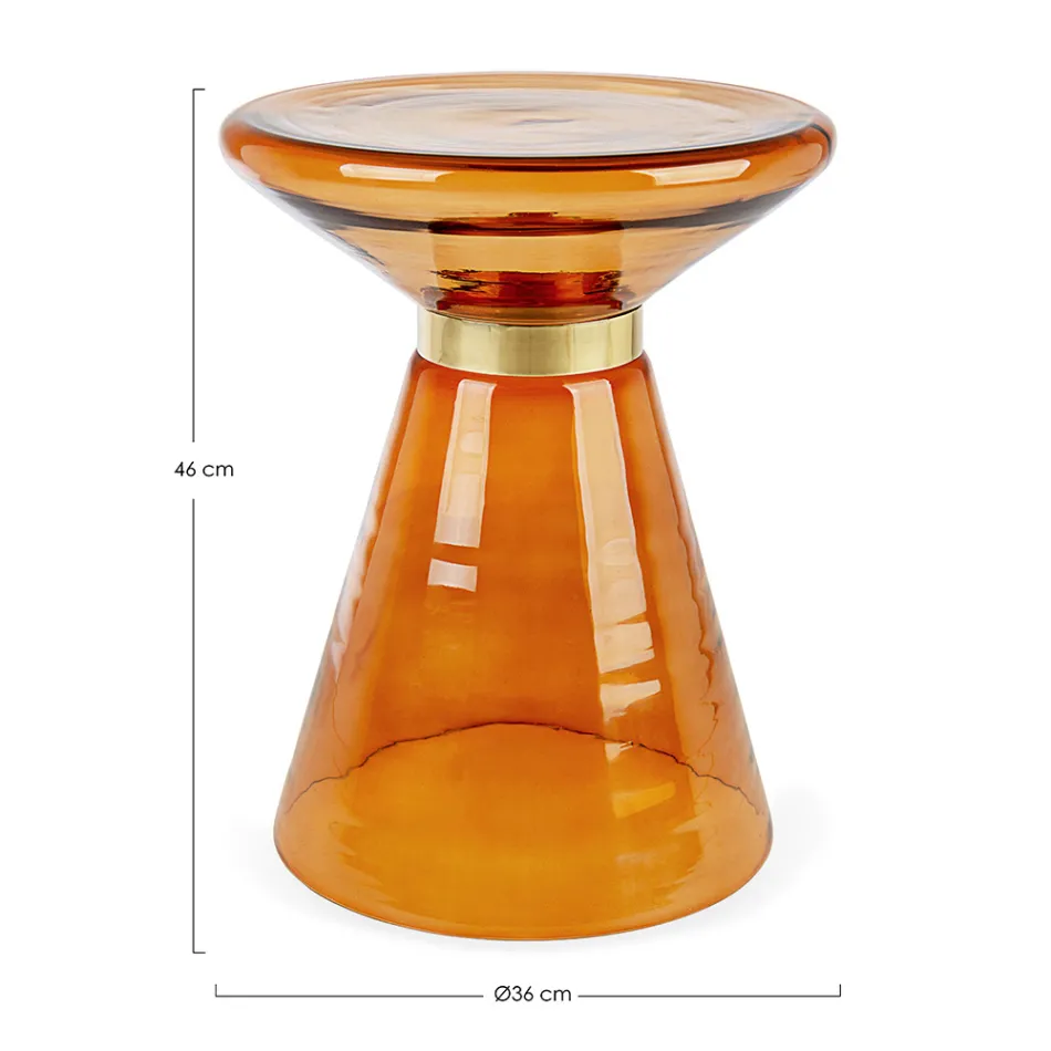 Salontafel in glas en decor in vermessingd staal - Gabrio Viadurini