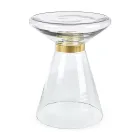 Salontafel in glas en decor in vermessingd staal - Gabrio Viadurini