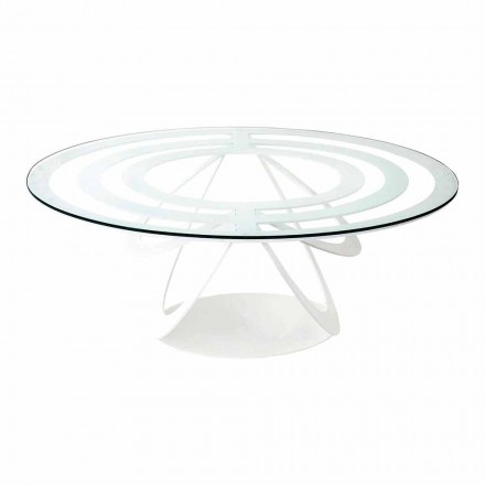 Salontafel in glas en wit ijzer of leisteen Made in Italy - Olfeo Viadurini