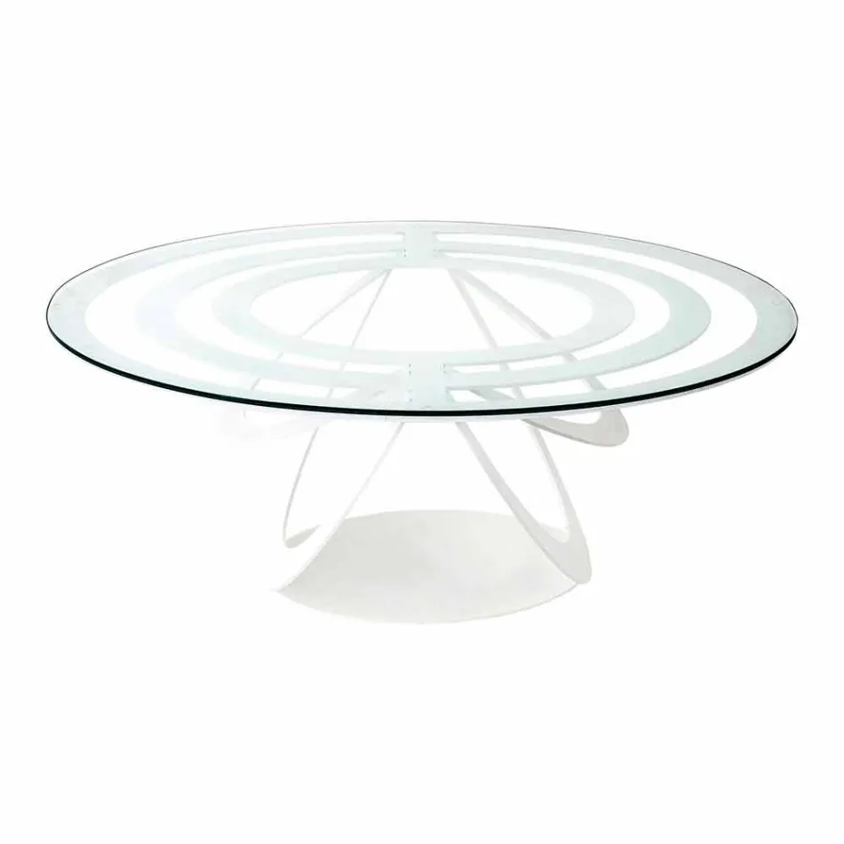 Salontafel in glas en wit ijzer of leisteen Made in Italy - Olfeo Viadurini