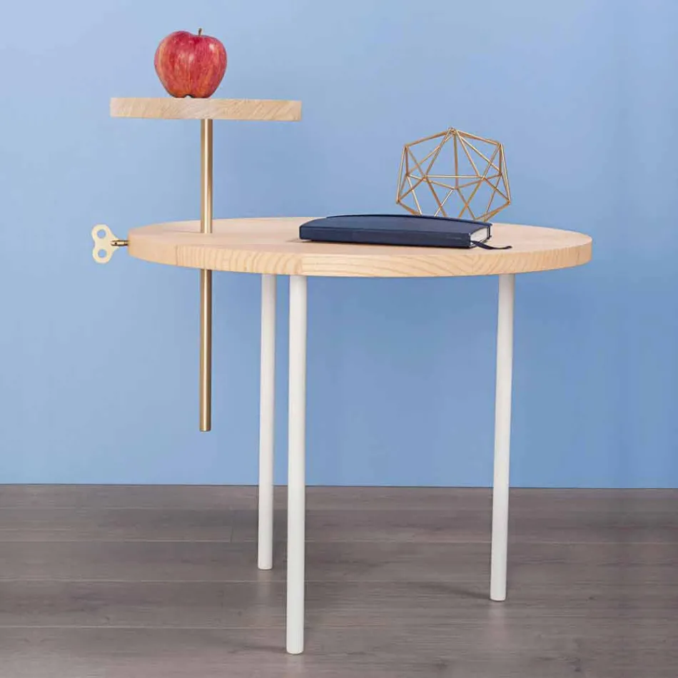 Moderne salontafel met rond essenblad gemaakt in Italië - Velino Viadurini