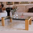 Moderne salontafel in kristal en massief hout Made in Italy - Narseo Viadurini
