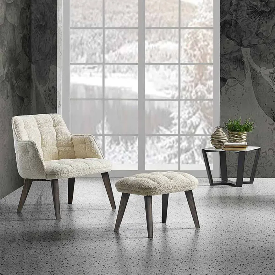 Moderne salontafel in gres en beukenhout Made in Italy - Titanic Viadurini