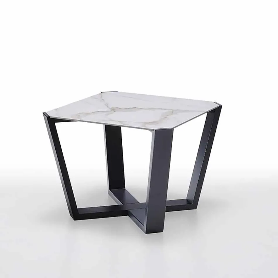 Moderne salontafel in gres en beukenhout Made in Italy - Titanic Viadurini