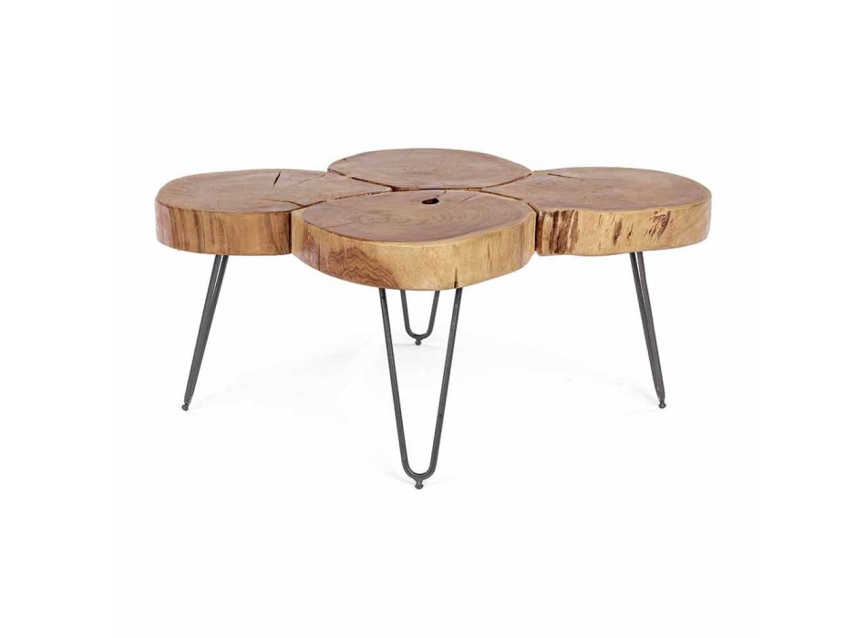 Homemotion moderne salontafel in hout en geverfd staal - Severo Viadurini