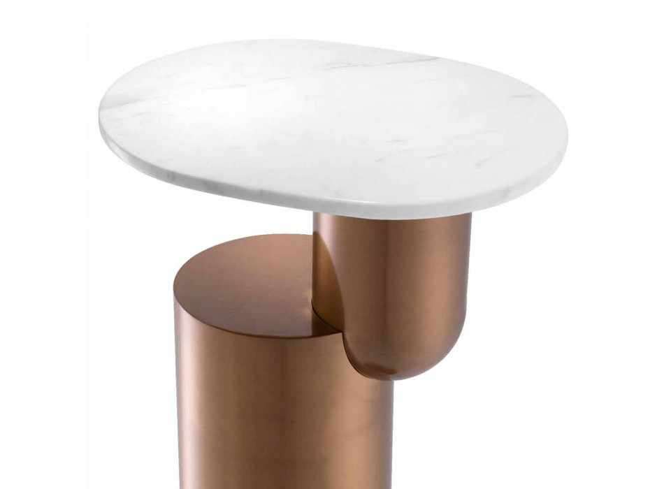 Moderne salontafel in wit marmer met onderstel van messing - Cosenza Viadurini