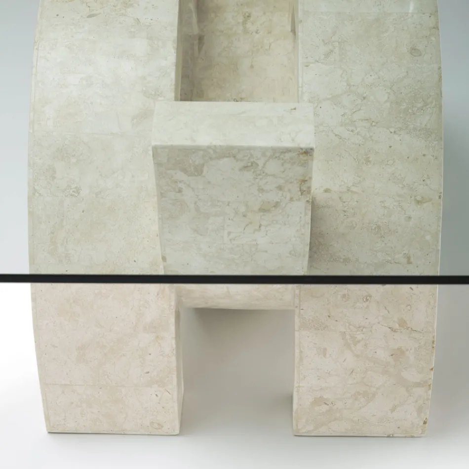 Moderne salontafel van steen en glas - Austin Viadurini