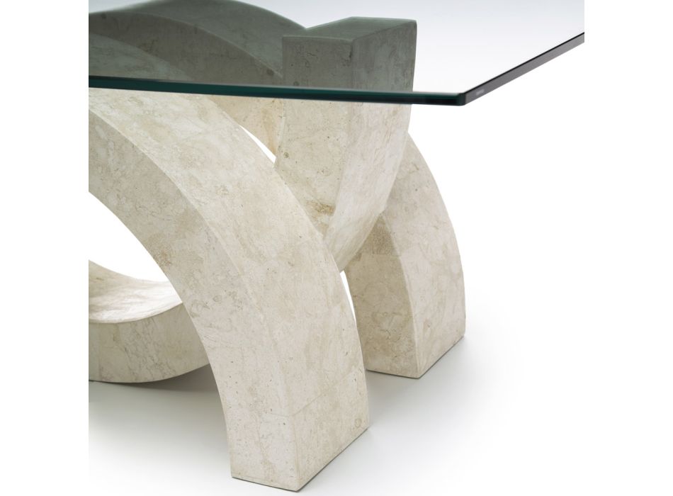 Moderne salontafel van steen en glas - Austin Viadurini