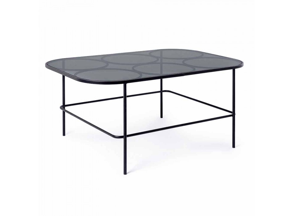 Homemotion Moderne salontafel van glas en geverfd staal - Rondino Viadurini