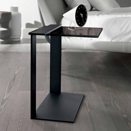 Moderne salontafel van metaal en gerookt of helder glas gemaakt in Italië - Teilor Viadurini