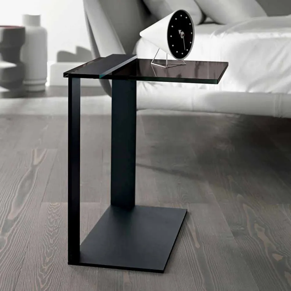 Moderne salontafel van metaal en gerookt of helder glas gemaakt in Italië - Teilor Viadurini