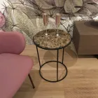 Moderne ronde salontafel van hoogwaardig metaal en marmer - Raphael Viadurini