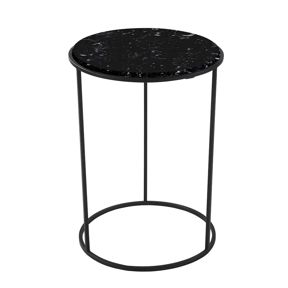 Moderne ronde salontafel van hoogwaardig metaal en marmer - Raphael Viadurini