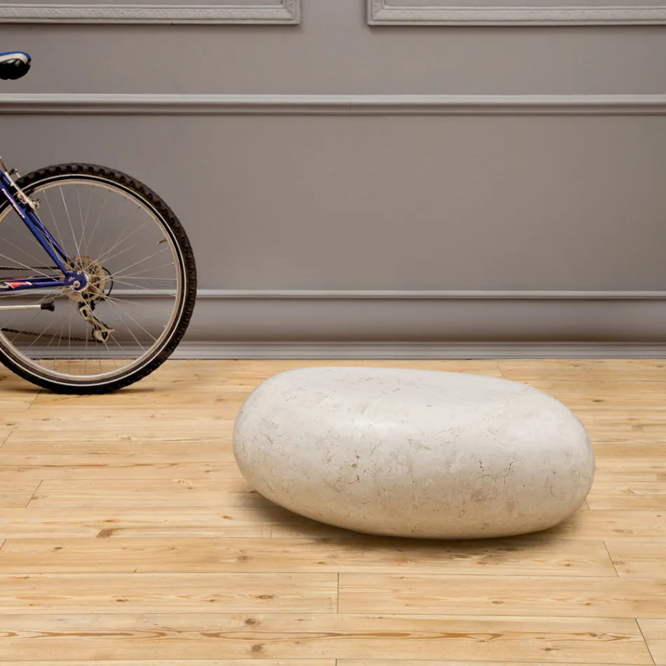 Ovale salontafel in witte fossiele steen - Alfred Viadurini