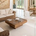Vierkante salontafel van gerecycled tropisch hout - Slide Viadurini