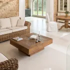 Vierkante salontafel van gerecycled tropisch hout - Slide Viadurini