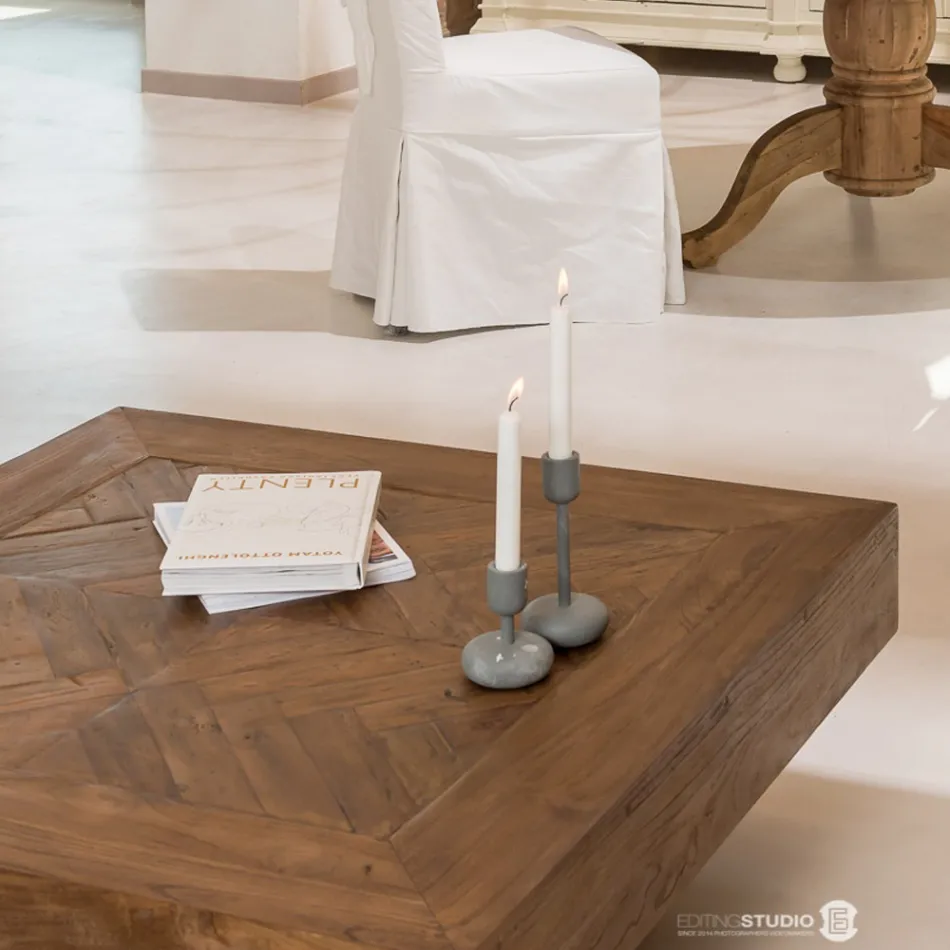 Vierkante salontafel van gerecycled tropisch hout - Slide Viadurini