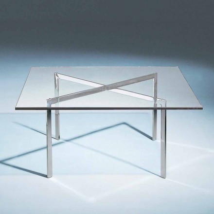 Vierkante salontafel van gehard glas gemaakt in Italië - Madrid Viadurini