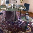 Ronde design salontafel van steengoed en essenhout Made in Italy - Bering Viadurini