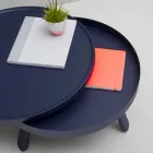 Ronde design salontafel in massief hout en metaal - Salerno Viadurini