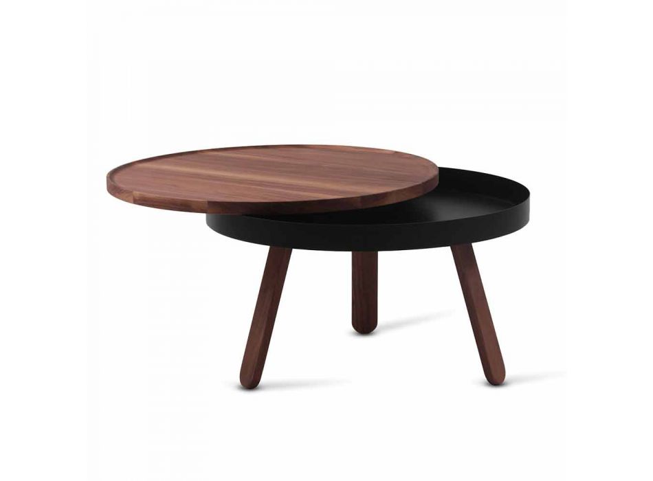 Ronde design salontafel in massief hout en metaal - Salerno Viadurini