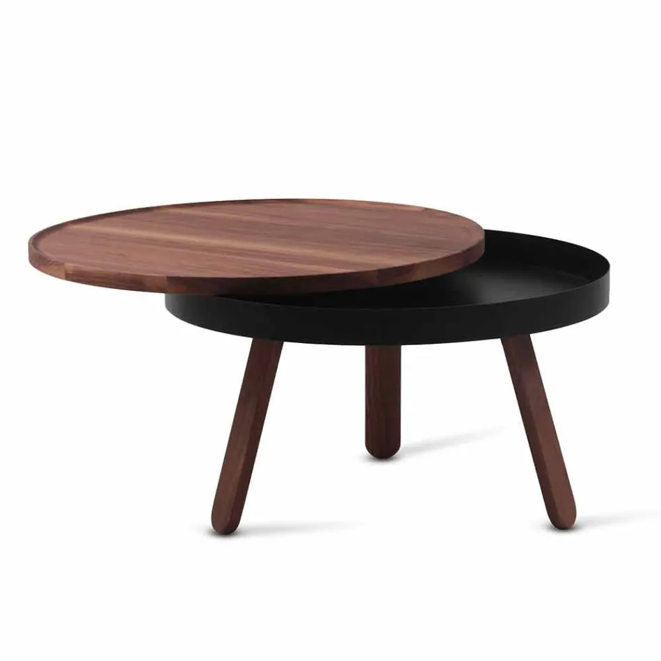 Ronde design salontafel in massief hout en metaal - Salerno Viadurini