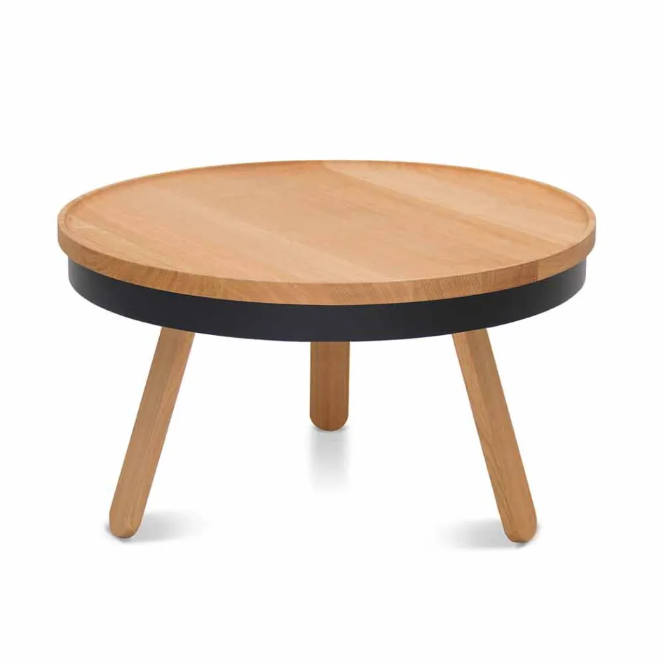 Ronde design salontafel in massief hout en metaal - Salerno Viadurini