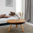 Ronde design salontafel in massief hout en metaal - Salerno Viadurini