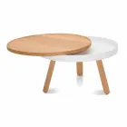 Ronde design salontafel in massief hout en metaal - Salerno Viadurini