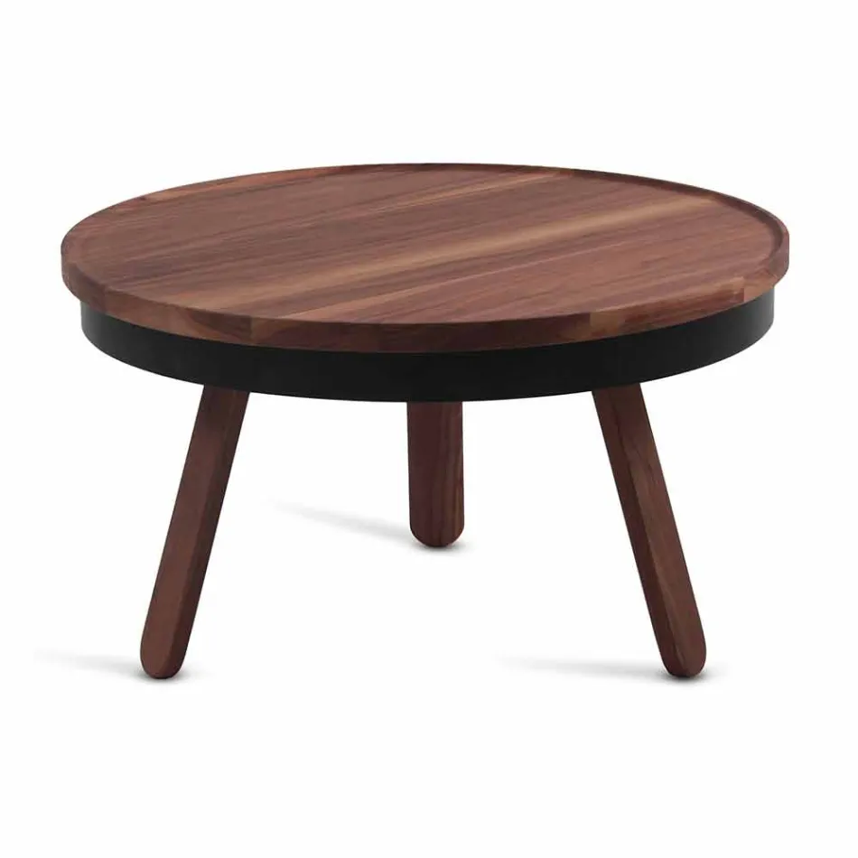 Ronde design salontafel in massief hout en metaal - Salerno Viadurini