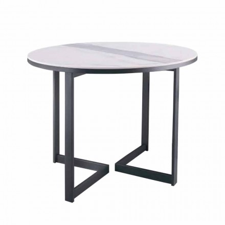 Ronde salontafel in Gres en modern metaal Made in Italy - Albert Viadurini